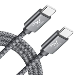 Type C to Type C 6FT/2M 65W Long Fast Charging Cable Compatible with iPhone 17, Air, iPhone 16,15 Pro/Max Series Macbook Air/Pro Samsung Galaxy S25, Ultra/S24/ S23 Flip Fold OnePlus (2M, Grey)