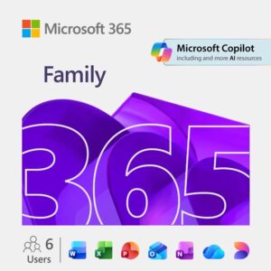 Microsoft 365 Family – 6 Users- up to 6 TB of cloud storage (1 TB per person)- Advanced security - Innovative apps with AI - 12-Month Subscription - Windows/Mac (Email delivery in 1 hours-No CD)