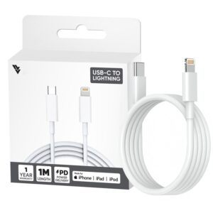 DR VAKU USB C to Lightning Cable (MFi-Certified) 1M Fast Charger Cable USB-C Power Delivery Charging Cord for iPhone 14/13/12/12 Pro Max/12 Mini/11/11Pro/Xs/Max/Xr/X/8/8Plus/iPad