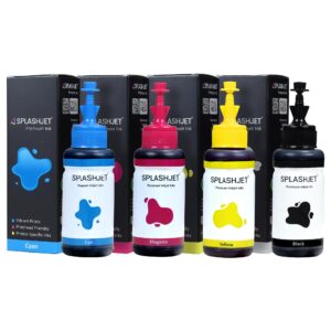 Splashjet T664 Compatible Refill Ink for Epson L130, L360, L380, L361, L565, L210, L220, L310, L350, L355, L365, L385, L405, L455, L485 Printers (C/M/Y/Bk - 70g x 4) - 501756