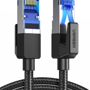 UGREEN CAT 8 Ethernet Cable High Speed 40Gbps 2000MHz Network Cord Braided RJ45 LAN Gigabit F/FTP POE Wire Compatible with Xbox One Switch PS5 PS4 WiFi Extender Router Modem Patch Panel 0.5M