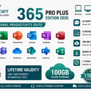 365 Pro Plus Edition 2026 with AI Chat, 5 Devices Lifetime Validity, Win/MacOS/iOS/Android, 100 GB Cloud Storage, Quick Installation Support. 1-Year Warranty.