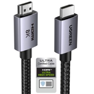 UGREEN 8K@60Hz Certified HDMI Cable 2.1 1M Aluminum Shell Ultra Speed Support 48Gbps Earc HDR VRR UHD Dolby Vision Atmos HDCP 2.3 Compatible With PS5/4 Xbox Laptop PC TV Soundbar Monitor Switch, Black