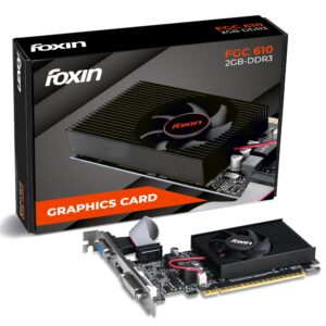 Foxin GT 610 Graphics Card 2GB DDR3 64-Bit | PCIe 2.0 Desktop GPU with HDMI DVI VGA Output | Heatsink Cooling Fan | High Efficiency Gaming Graphics Card (Black)