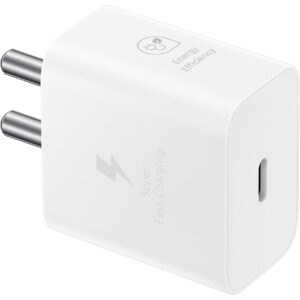Original 25W USB Type-C Travel Adaptor Without Cable for Google Pixel, Xiaomi, Motorola, iPhone, Galaxy Tab S/A Series, Galaxy S10/M54/M55/A80/A90/S25/S24, White