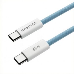 Type C to Type C Cable 65W Braided, PD Fast Charging, Data Sync, 1.5 Meter Tangle Free Wire, Compatible with all C-Type Enabled Devices (Blue)