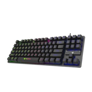 Fireblade TKL Semi-Mechanical Gaming Keyboard with Rainbow Backlit& Breathing Effect, Floating Keycaps, 19 Anti-Ghosting & 12 Multimedia Keys, Windows Lock Key, Braided Cable (Black)