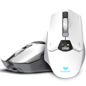 Banshee 2 Tri-Mode Wireless Gaming Mouse (2X BT, 2.4G & Wired), PixArt 3311 Sensor, 1000Hz Polling Rate, 12,000 DPI, LCD Display, 6 Programmable Buttons, Software Support, Onboard Memory-White