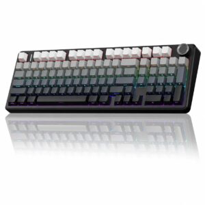F99 Pro Wireless Mechanical Keyboard,Tri-Mode BT5.0/2.4GHz/USB-C Hot Swappable, Pre-lubed Linear Switches,Gasket Structure,RGB Gaming Keyboard (Side Engraved+Gradient Gray - Nimbus Switch)