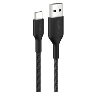 Braided USB-A to USB-C Cable (2 Meter, 15W) - Soft, Flexible Fast-Charging Cable, Type C Charger Cord for iPhone 16 & 15 Series, Galaxy S25, Pixel 9, iPad Pro, & More - Black (USB 2.0)