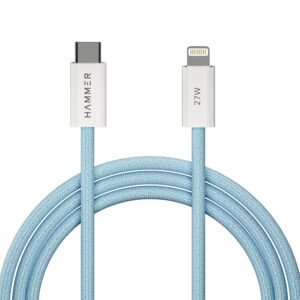 27W Type-C to Lightning 8 Pin Nylon Braided Cable, 27W Fast Charging, 480Mbps High Speed Data Transfer & Durable Tangle Free Design, Compatible with iPhone, iPad, iMac, AirPods, 1.2M (Blue)