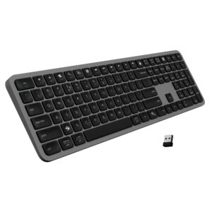 K5002MW Slim Wireless Keyboard with in-Built Battery, Copilot AI Key, Windows | Mac | iOS | Android, Scissor Switch, 3 Bluetooth + 2.4Ghz, 109 Keys, 13 Multimedia Keys, Type C Charging