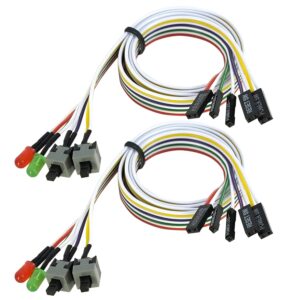 27 inch computer case atx power on off switch cable 2 led lights red green front bezel wire pc diy replacement accessories desktop tower gaming build repair (Pack of 2)