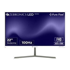 Full HD LED Monitor, 21.5 Anti-Glare Screen, 100Hz Refresh Rate, Ultra Slim, Bezel-Less Display, 250nits Brightness, HDMI & VGA, Wall Mountable (A122)